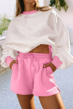 Color Block Pullover and Draw Tie Shorts Set