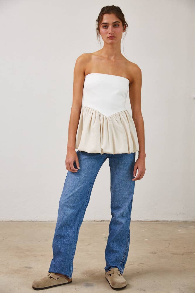 Peplum Hem Tube Top