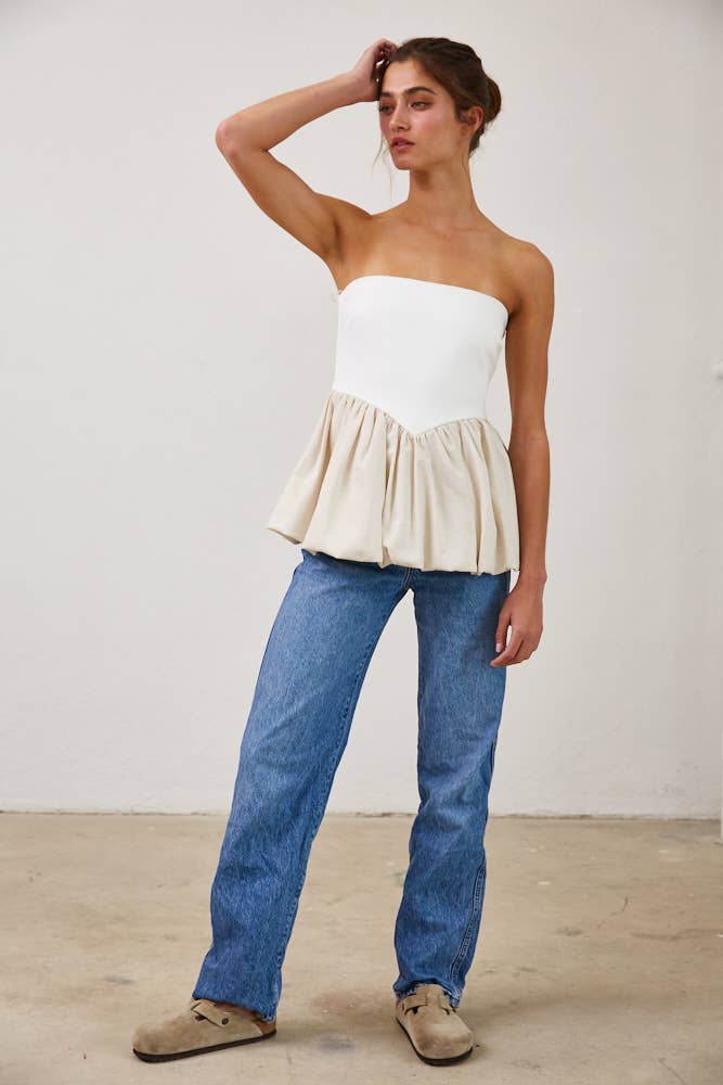 Peplum Hem Tube Top