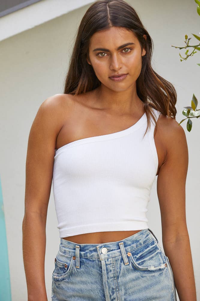 Seamless One Shoulder Ribbed Top