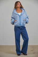 Raw Edge Wash Oversized Zip Hoodie