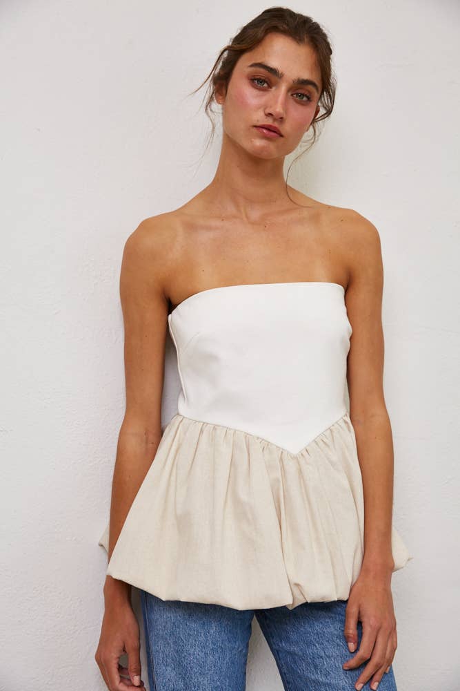 Peplum Hem Tube Top
