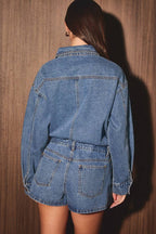 Long Sleeve Skort Denim Romper