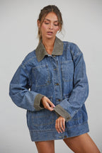 Contrast Collar Denim Barn Jacket
