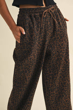Leopard Print Wide Denim Track Pant