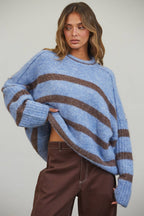 Fuzzy Boyfriend Fit Stripe Sweater
