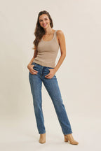 Soft Contrast Stitch Sweater Tank