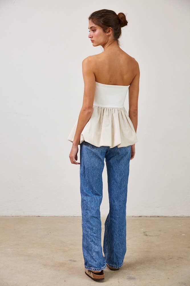 Peplum Hem Tube Top