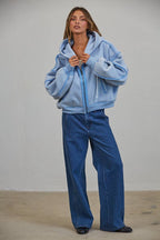 Raw Edge Wash Oversized Zip Hoodie