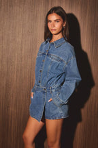 Long Sleeve Skort Denim Romper