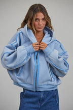 Raw Edge Wash Oversized Zip Hoodie