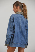 Contrast Collar Denim Barn Jacket