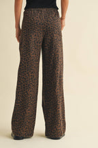Leopard Print Wide Denim Track Pant