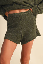Oversized Cable Detail Sweater Top and Short Set