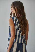 Knit Sweater One Shoulder Sleeveless Crop