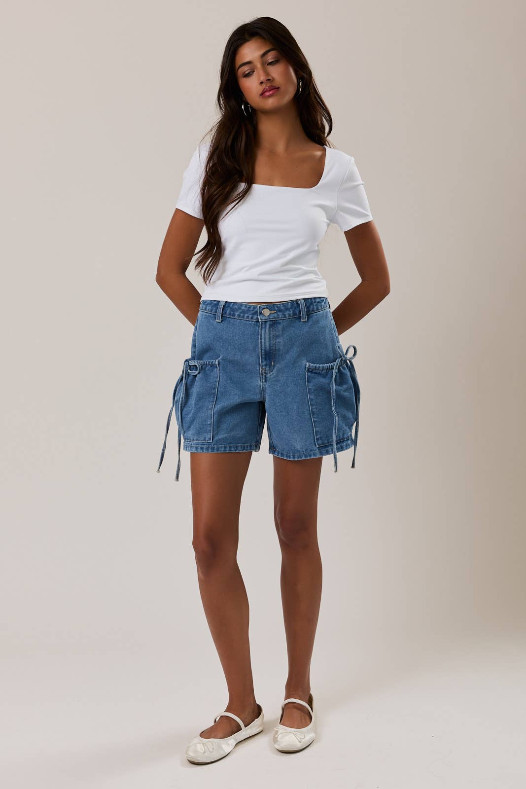 Low Rise Pocket Detail Shorts