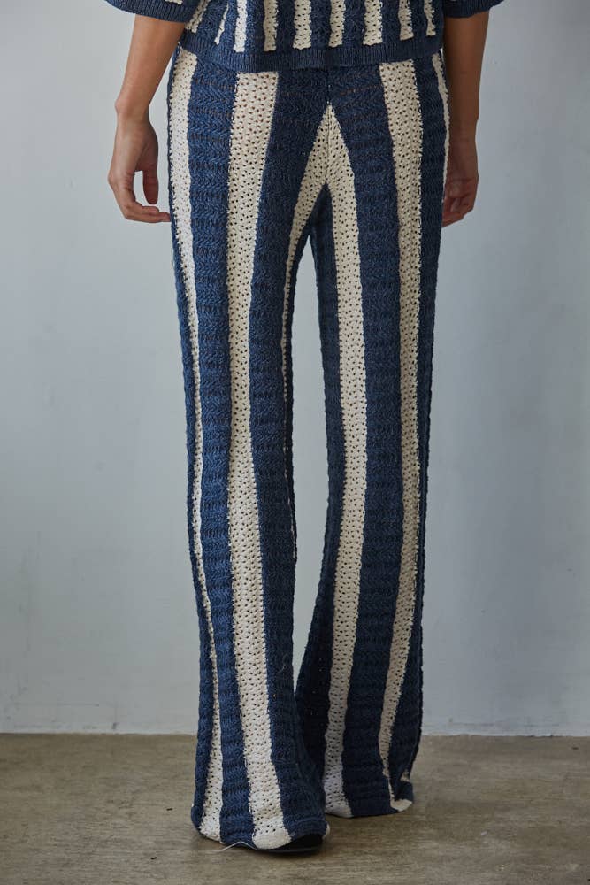 Knit Sweater Striped Straight Leg Pants