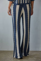 Knit Sweater Striped Straight Leg Pants