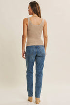 Soft Contrast Stitch Sweater Tank