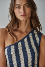 Knit Sweater One Shoulder Sleeveless Crop