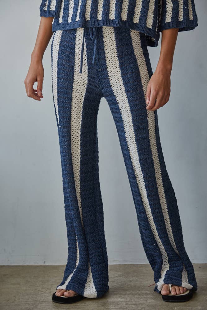 Knit Sweater Striped Straight Leg Pants