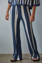 Knit Sweater Striped Straight Leg Pants