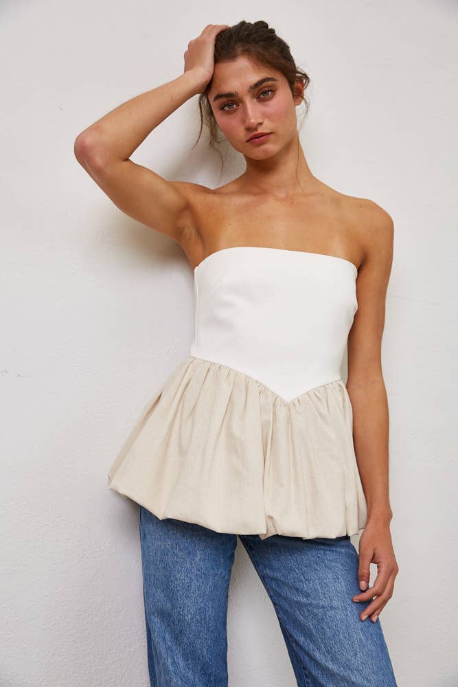 Peplum Hem Tube Top