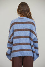 Fuzzy Boyfriend Fit Stripe Sweater