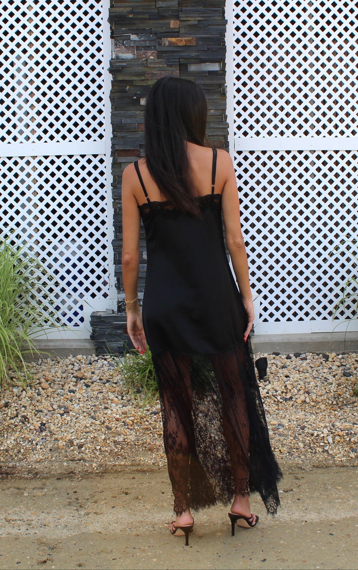 Lace Mix Satin Slip Maxi Dress