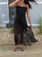 Lace Mix Satin Slip Maxi Dress