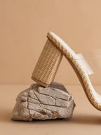 Natural Transparent Double Strap Raffia Heel