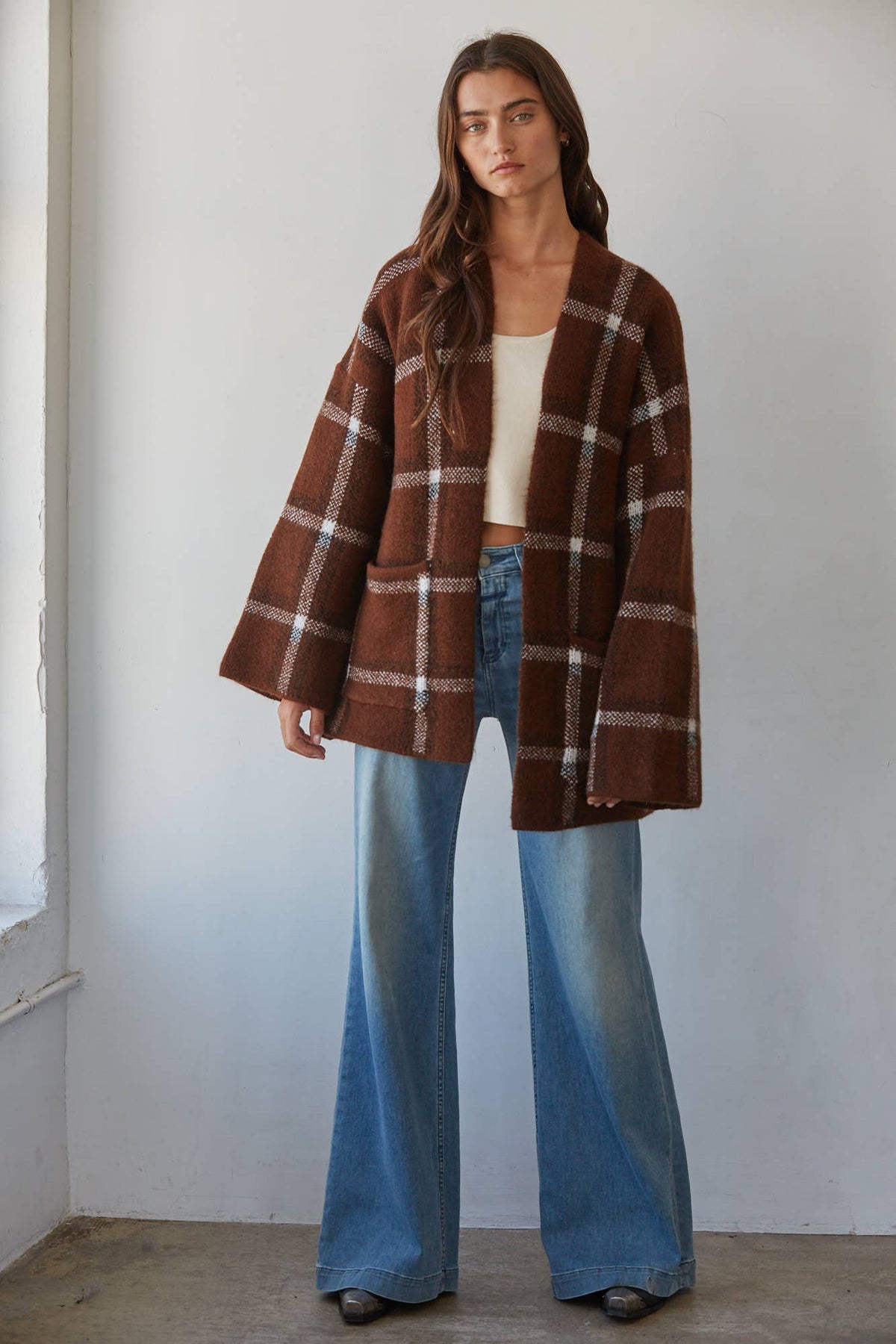 Knit Sweater Open Front Long Sleeve Cardigan Top