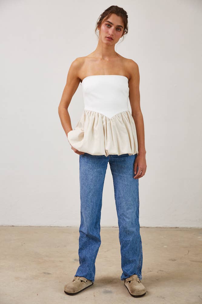 Peplum Hem Tube Top
