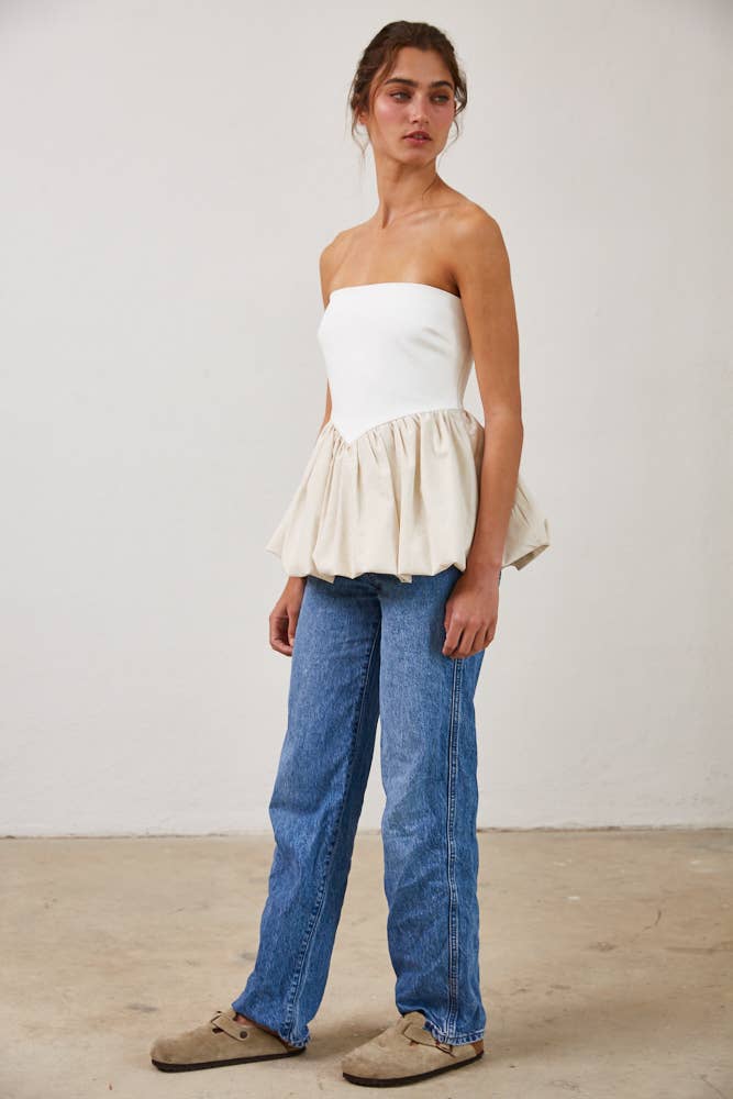 Peplum Hem Tube Top