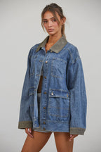 Contrast Collar Denim Barn Jacket