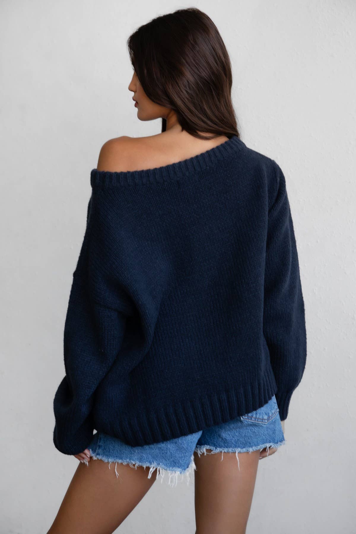 American Flag Knit Off The Shoulder Sweater