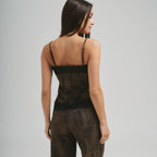 Brushed Leopard Lace Trim Cami