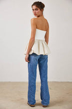 Peplum Hem Tube Top