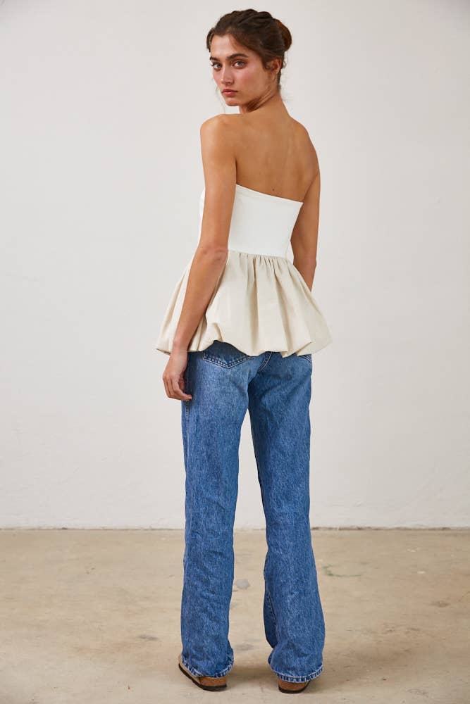 Peplum Hem Tube Top