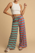 Mixed-Stripe Wide-Leg Pants