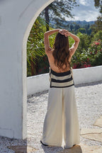 Knit Sweater Crochet Striped Halter Top