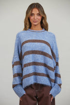 Fuzzy Boyfriend Fit Stripe Sweater